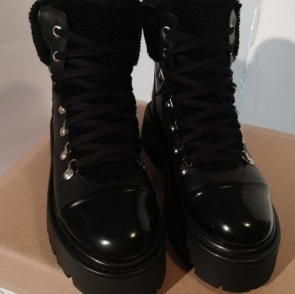 Steve Madden Reyen Black Leather Lace Up Boot (Women)Size 7.5 M New in box.. - - Picture 8 of 11